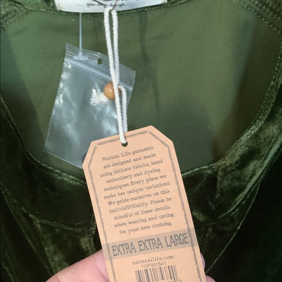 Natural Life Deep Green Velvet Shirt xxl NEW - Picture 2 of 4